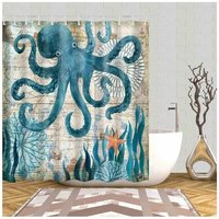 Eting - Octopus Ocean Duschvorhänge Mediterraner Stil Marine Life, Bad Fantastische Dekorationen Wasserdichtes Polyestergewebe Badezimmer von ETING