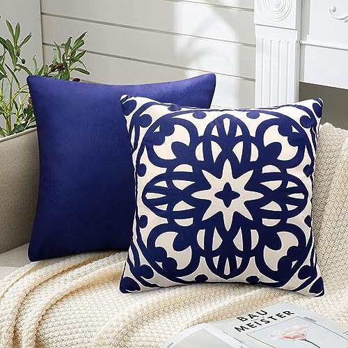 2er Set Kissenbezug Blau Kissenbezug 40x40 Kissenbezüge Geometrie Linie Mandala Muster Dekoration Kissenbezug Super Weiche Kissenbezüge Dekokissen Sofakissen Zierkissenbezüge für Wohnzimmer Sofa Bett von ETOLISHOP