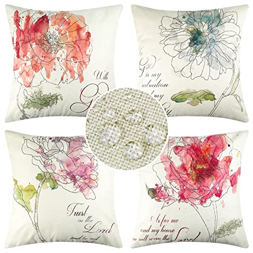 Kissenbezug 40x40 Wasserdichte Kissenbezugen Leinen Bunte Blumen Muster Kissenhülle Zierkissenbezüge Kissenbezüge für Sofa Wohnzimmer Outdoor Garten Balkon Patio Bauernhaus Zuhause Dekoration Kissenbezug 40x40 Wasserdichte Kissenbezugen Leinen Bunte Blumen Muster Kissenhülle Zierkissenbezüge Kissenbezüge für Sofa Wohnzimmer Outdoor Garten Balkon Patio Bauernhaus Zuhause Dekoration von ETOLISHOP