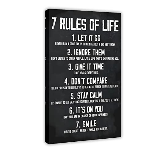 ETOMEY 7 Rules of Life Motivierende Ästhetik Leinwand Poster Schlafzimmer Dekor Sport Landschaft Büro Zimmer Dekor Geschenk Rahmenstil 20 x 30 cm von ETOMEY