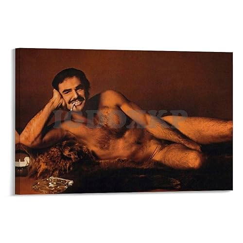 ETOMEY Burt Reynolds Bärenfell-Teppich-Poster, Leinwand-Poster, Wandkunst, Dekordruck, Bild, Gemälde für Wohnzimmer, Schlafzimmer, Dekoration, Rahmen-Stil, 60 x 40 cm von ETOMEY