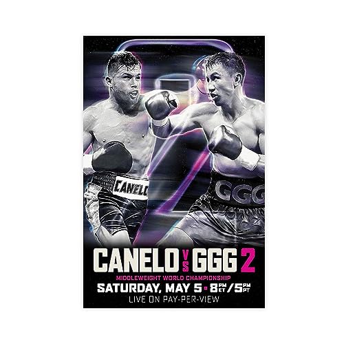 ETOMEY Canelo Alvarez Vs. Gennady Golovkin II 2018 Kampfbox-Poster, Leinwand, Poster, Schlafzimmer, Dekoration, Sport, Landschaft, Büro, Raumdekoration, Geschenk, ungerahmt, 30 x 45 cm von ETOMEY