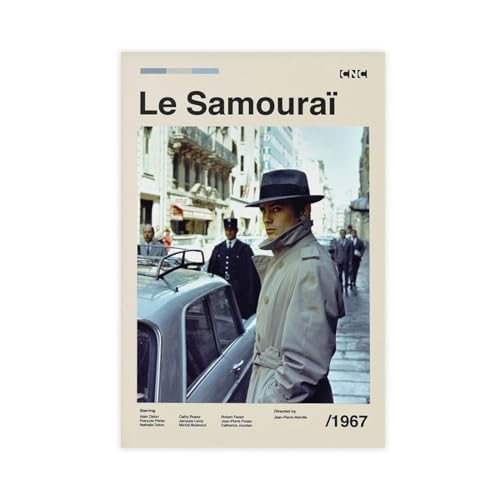 ETOMEY Le Samourai Vintage Minimalistisches Filmposter – Alain Delon – Mitte des Jahrhunderts, Wandkunstdruck, Leinwand, Poster, Schlafzimmer, Dekoration, Sport, Landschaft, Büro, Raumdekoration, von ETOMEY