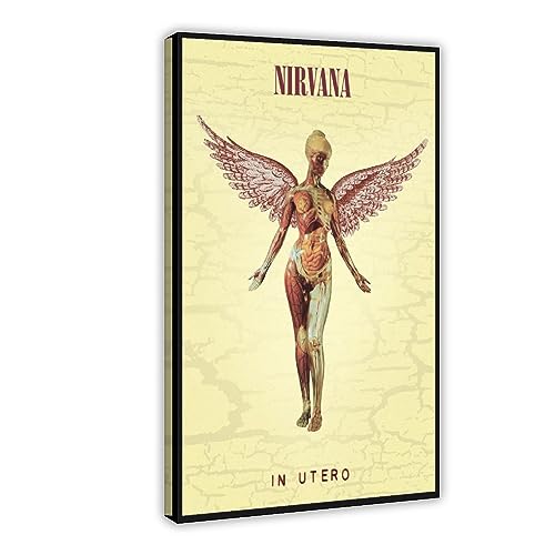 ETOMEY Nirvana In Utero Muziek Album Poster Leinwand Poster Wandkunst Dekor Druck Bild Gemälde für Wohnzimmer Schlafzimmer Dekoration Rahmenstil 20 x 30 cm von ETOMEY