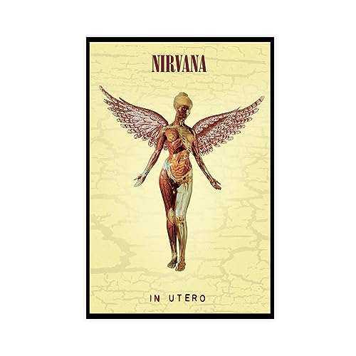 ETOMEY Nirvana In Utero Muziek Album Poster Leinwand Poster Wandkunst Dekor Druck Bild Gemälde für Wohnzimmer Schlafzimmer Dekoration ungerahmt 50 x 75 cm von ETOMEY