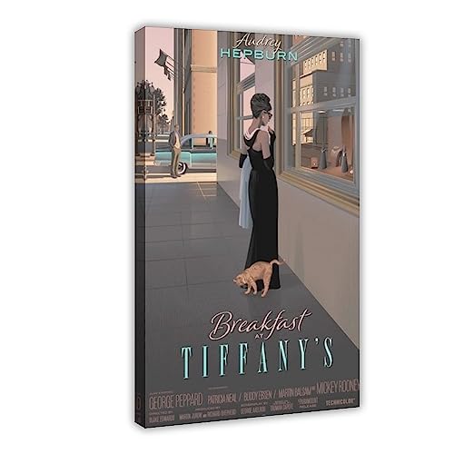 ETOMEY Poster "Breakfast at Tiffany's Audrey Hepburn", Leinwand-Poster, Wandkunst, Dekordruck, Bild, Gemälde für Wohnzimmer, Schlafzimmer, Dekoration, Rahmen-Stil, 30 x 45 cm von ETOMEY