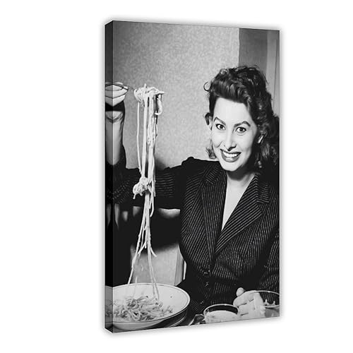 Sophia Loren Essende Spaghetti-Poster, Leinwand, Poster, Schlafzimmer, Dekoration, Sport, Landschaft, Büro, Raumdekoration, Geschenk, Rahmen-Stil, 30 x 45 cm Sophia Loren Essende Spaghetti-Poster, Leinwand, Poster, Schlafzimmer, Dekoration, Sport, Landschaft, Büro, Raumdekoration, Geschenk, Rahmen-Stil, 30 x 45 cm von ETOMEY