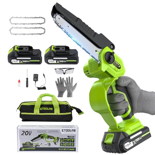 Mini Kettensäge mit Akku, ETOOLAB 6 Zoll Kettensäge mit 2 Akku 2000mAh, 2 Ketten, Schutzbrille, Handschuhe, 2Akkus Kompitabel mit MK18V, Handkettensäge für Gartenarbeit Astbeschneiden Holzschneiden Mini Kettensäge mit Akku, ETOOLAB 6 Zoll Kettensäge mit 2 Akku 2000mAh, 2 Ketten, Schutzbrille, Handschuhe, 2Akkus Kompitabel mit MK18V, Handkettensäge für Gartenarbeit Astbeschneiden Holzschneiden von ETOOLAB