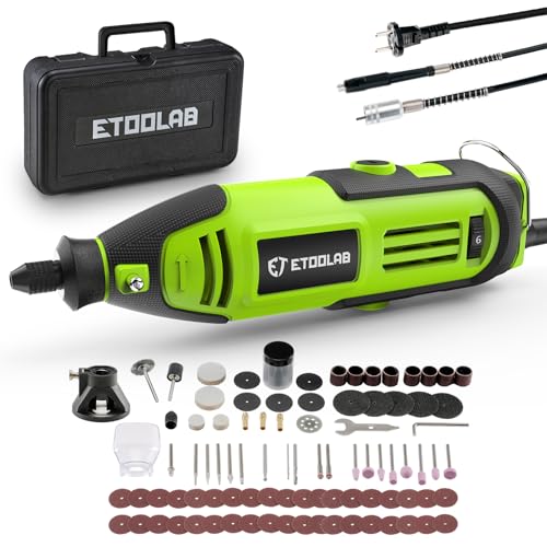 Multifunktionswerkzeug 200W, ETOOLAB [Professional] Rotationswerkzeug, Echte 10000-35000 U/min, Drehmelwerkzeug Set mit 129 Zubehören, 6 Variable Drehzahl für Schneiden, Gravieren, Bohren, usw. von ETOOLAB