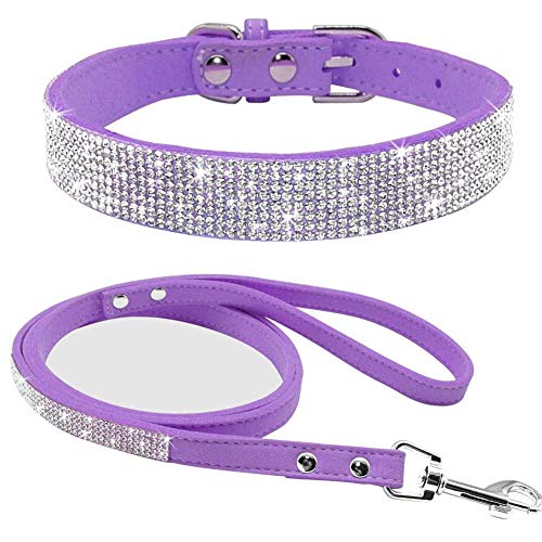 ETOPARS Hundehalsband und Leine mit Strasssteinen, Kristall Diamant Katze Hundehalsband Leine Set, Hundehalsband Geschirr, Hunde Strasshalsband von ETOPARS