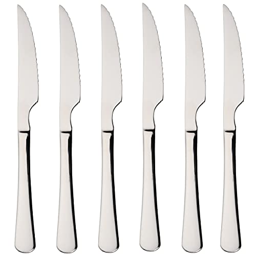 ETREXONLINE 6 Steakmesser, Fleischmesser 22,5x2,05 cm Edelstahl 18/0 Schlichtes Und Elegantes Design von ETREXONLINE