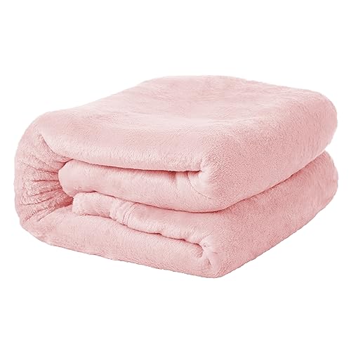 Warm Fleecedecke 100% Polyester, Weich Flanell Kuscheldecke für Sofa und Bett, Warm Decke für alle Jahreszeiten - Rosa, 160x220cm von ETREXONLINE
