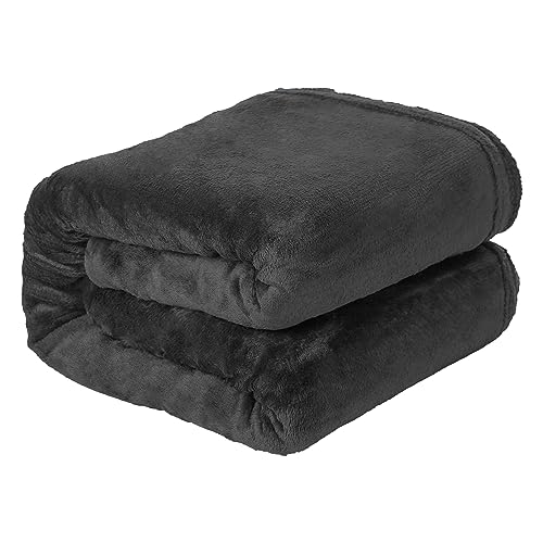 Warm Fleecedecke 100% Polyester, Weich Flanell Kuscheldecke für Sofa und Bett, Warm Decke für alle Jahreszeiten - Schwarz, 160x220cm von ETREXONLINE