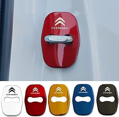 ETRFUNB 4 Stück Türschloss Abdeckung für Citroen C3 III Bj. 2017-2023, Edelstahl Autotürschloss-Schutz Korrosionsbeständig und Rostfrei Schnallenabdeckung,Red von ETRFUNB