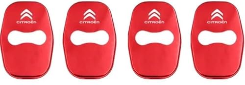 ETRFUNB 4 Stück Türschloss Abdeckung für Citroen C4 Coupe, Edelstahl Autotürschloss-Schutz Korrosionsbeständig und Rostfrei Schnallenabdeckung,Red von ETRFUNB