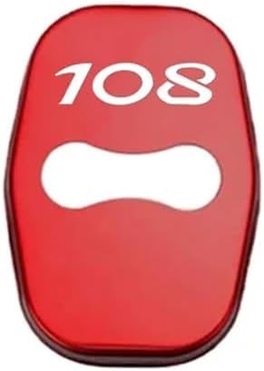 ETRFUNB 4 Stück Türschloss Abdeckung für Peugeot 108, Edelstahl Autotürschloss-Schutz Korrosionsbeständig und Rostfrei Schnallenabdeckung,Red von ETRFUNB