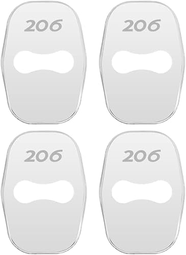 ETRFUNB 4 Stück Türschloss Abdeckung für Peugeot 206, Edelstahl Autotürschloss-Schutz Korrosionsbeständig und Rostfrei Schnallenabdeckung,Silver von ETRFUNB