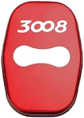 ETRFUNB 4 Stück Türschloss Abdeckung für Peugeot 3008, Edelstahl Autotürschloss-Schutz Korrosionsbeständig und Rostfrei Schnallenabdeckung,Red von ETRFUNB