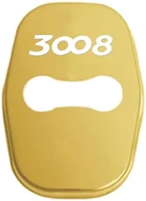ETRFUNB 4 Stück Türschloss Abdeckung für Peugeot 3008, Edelstahl Autotürschloss-Schutz Korrosionsbeständig und Rostfrei Schnallenabdeckung,Yellow von ETRFUNB
