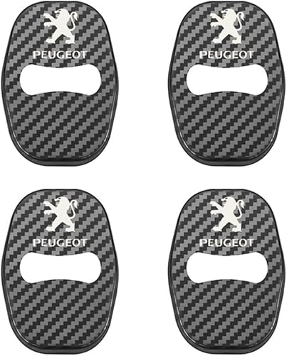ETRFUNB 4 Stück Türschloss Abdeckung für Peugeot 4007 4008 406 407 408 2007-2025, Edelstahl Autotürschloss-Schutz Korrosionsbeständig und Rostfrei Schnallenabdeckung,Carbon Fiber von ETRFUNB