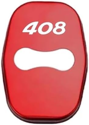 ETRFUNB 4 Stück Türschloss Abdeckung für Peugeot 408, Edelstahl Autotürschloss-Schutz Korrosionsbeständig und Rostfrei Schnallenabdeckung,Red von ETRFUNB