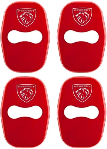 ETRFUNB 4 Stück Türschloss Abdeckung für Peugeot 508 2011-2017, Edelstahl Autotürschloss-Schutz Korrosionsbeständig und Rostfrei Schnallenabdeckung,Red von ETRFUNB