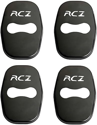 ETRFUNB 4 Stück Türschloss Abdeckung für Peugeot RCZ, Edelstahl Autotürschloss-Schutz Korrosionsbeständig und Rostfrei Schnallenabdeckung,Black von ETRFUNB