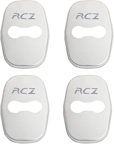 ETRFUNB 4 Stück Türschloss Abdeckung für Peugeot RCZ, Edelstahl Autotürschloss-Schutz Korrosionsbeständig und Rostfrei Schnallenabdeckung,Silver von ETRFUNB