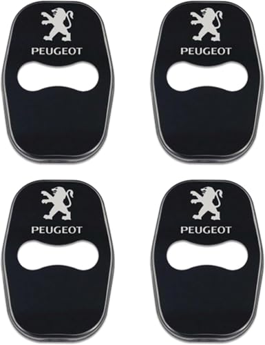 ETRFUNB 4 Stück Türschloss Abdeckung für Peugeot Sport Engineered, Edelstahl Autotürschloss-Schutz Korrosionsbeständig und Rostfrei Schnallenabdeckung,Black von ETRFUNB