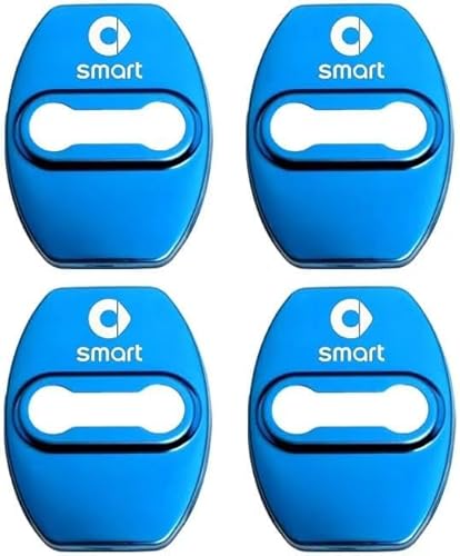 ETRFUNB 4 Stück Türschloss Abdeckung für Smart Fortwo Coupe 1998-2006, Edelstahl Autotürschloss-Schutz Korrosionsbeständig und Rostfrei Schnallenabdeckung,Blue von ETRFUNB