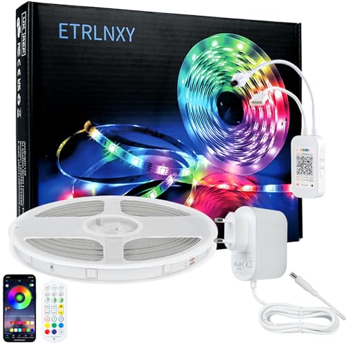 LED Strip 20m Schlafzimmer RGB LED Stripe Bluetooth Lichtband 5050 Stripes mit App&Fernbedienung, Musikrhythmus Synchronisation Perfekt,LED Leiste Band Streifen 24V Netzteil Lichterkette Lichtstreifen von ETRLNXY