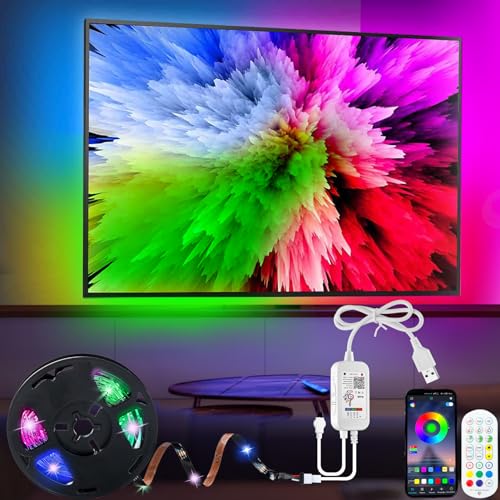 ETRLNXY RGBIC LED Strip 5m, Dreamcolor LED TV Hintergrundbeleuchtung für 65 bis 85 zoll TVs Musik Sync, App und Fernbedienung, Eingebaut-IC Beleuchtung LEDs Lichtverlaufsstreifen for TV PC Dekoration von ETRLNXY