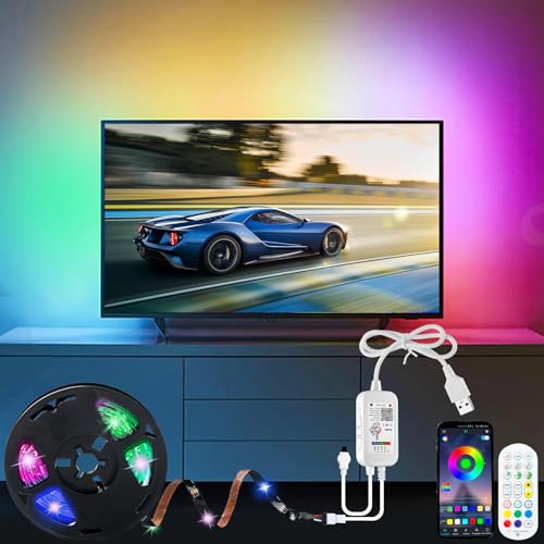 RGBIC LED Strip 6m, Dreamcolor LED TV Hintergrundbeleuchtung für 85 bis 105 zoll TVs Musik Sync, App und Fernbedienung, Eingebaut-IC Beleuchtung LEDs Lichtverlaufsstreifen for TV PC Dekoration von ETRLNXY