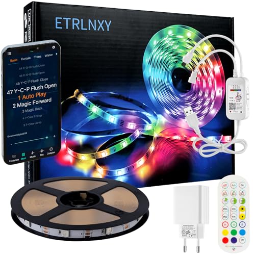 RGBIC LED Strip 6m Dreamcolor LED TV Hintergrundbeleuchtung for 85 bis 105 zoll TVs Smart LED Backlight, App und Fernbedienung, Sync mit Musik, USB Led Eingebaut-IC Beleuchtung for TV Dekoration Party von ETRLNXY