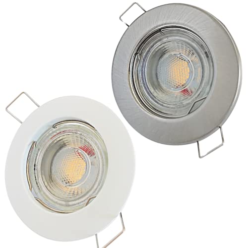 ETT Distribution GmbH LED Decken Einbauspots 12V inkl. 3 x 5W LED LM Farbe Edelstahl geb. LED Einbauleuchten Jerry Rund 4000K Einbaustrahler von ETT Distribution GmbH