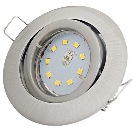 ETT Distribution GmbH LED Decken Einbaustrahler 12V inkl. 1 x 3W SMD LM Farbe Edelstahl geb. LED Einbauleuchte Laura Rund 4000K Deckenspot von ETT Distribution GmbH