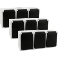 3er Set taff Feuchtraum 3-fach Steckdose IP44 Aufputz Dreifachsteckdose horizontal von ETT