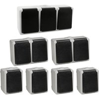 ETT - 7 teiliges Feuchtraum Aufputz Steckdosen Set 1-fach 2-fach 3-fach IP44 Horizontal von ETT
