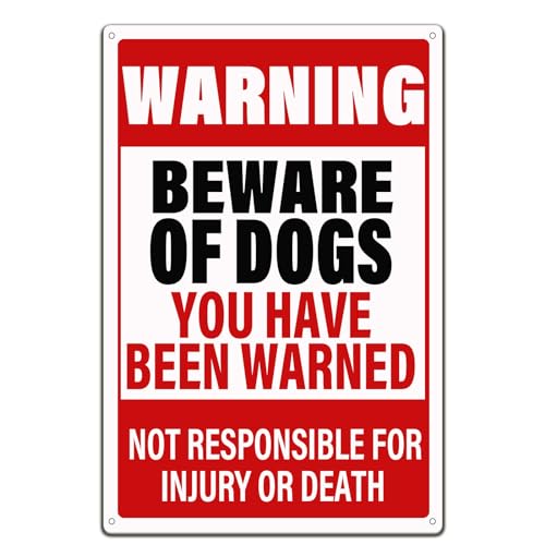 ETTIBETRENDY Lustige Metallschilder mit Aufschrift "Warning Beware Of Dogs You Have Been Warned", Eisen-Poster, Malerei, Blechschild für Garten, Bar, Zuhause, Küche, Cafés, Büro, Geschäft von ETTIBETRENDY