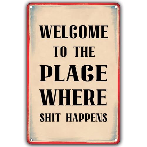 Kreatives Blechschild mit Aufschrift "Welcome To The Place Where Happens", Retro-Wanddekoration, Badezimmer-Regeln, Wandkunst, Metallschilder für Zuhause, Küche, Bar, Pub, Café, Terrasse, Männerhöhle Kreatives Blechschild mit Aufschrift "Welcome To The Place Where Happens", Retro-Wanddekoration, Badezimmer-Regeln, Wandkunst, Metallschilder für Zuhause, Küche, Bar, Pub, Café, Terrasse, Männerhöhle von ETTIBETRENDY