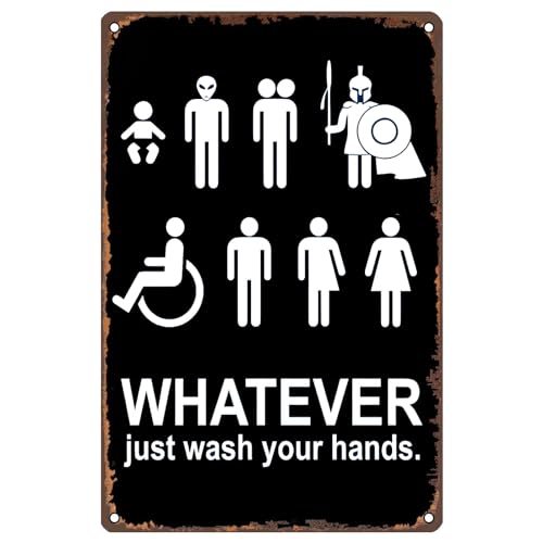 Lustiges Metall-Blechschild "Whatever Just Wash Your Hands", rustikales Bauernhaus-WC-Zitat, Wanddekoration für Badezimmer, Waschküche, Zuhause, Kneipe, Schiff, Wandschild, 30,5 x 20,3 cm Lustiges Metall-Blechschild "Whatever Just Wash Your Hands", rustikales Bauernhaus-WC-Zitat, Wanddekoration für Badezimmer, Waschküche, Zuhause, Kneipe, Schiff, Wandschild, 30,5 x 20,3 cm von ETTIBETRENDY