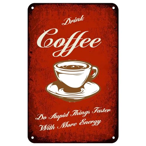 Metall-Blechschild mit Aufschrift "Drink Coffee", Retro-Design, Aufschrift "Do Stupid Things Taster With More Energy", Vintage-Kaffee-Poster für Bar, Küche, Restaurant, Wandkunst, Dekoration Metall-Blechschild mit Aufschrift "Drink Coffee", Retro-Design, Aufschrift "Do Stupid Things Taster With More Energy", Vintage-Kaffee-Poster für Bar, Küche, Restaurant, Wandkunst, Dekoration von ETTIBETRENDY
