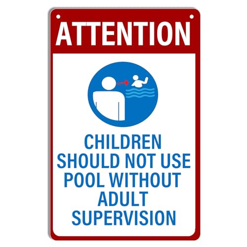 Pool-Sicherheitsschild "Children Should Not Use Pool Without Adult Supervision" Pool Rules Blechschild Vintage Pool Terrasse Dekoration für Schwimmbad Wasserpark Strand Dekor 20,3 x 30,5 cm von ETTIBETRENDY