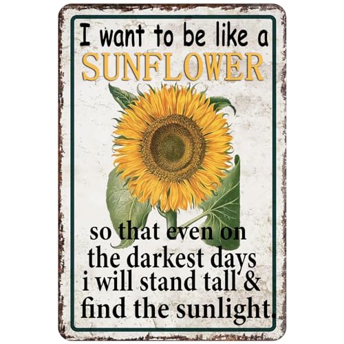 Sonnenblumen-Dekor, Retro-Metallschilder, "I Want To Be Like A Sunflower", Eisen-Poster, Malerei, Blechschild für Badezimmer, Zuhause, Veranda, Garten, Hof, Hinterhof, Geschenke, 20,3 x 30,5 cm Sonnenblumen-Dekor, Retro-Metallschilder, "I Want To Be Like A Sunflower", Eisen-Poster, Malerei, Blechschild für Badezimmer, Zuhause, Veranda, Garten, Hof, Hinterhof, Geschenke, 20,3 x 30,5 cm von ETTIBETRENDY