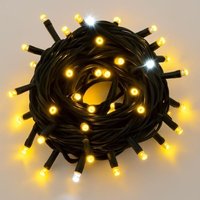 ETTROIT 100er LED-Lichterkette, 10 m, gelbes Licht, schwarzes Kabel, IP65, ausziehbar, weißer Blitzeffekt, Weihnachtsgirlande, Geschäfte, Balkon von ETTROIT