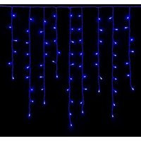 ETTROIT 120 LED-Lichtervorhang, 3 m, blaues Licht, weißes Kabel, IP65, ausziehbar, Blitzeffekt, mit Aufhängedrähten in abwechselnden Längen von ETTROIT