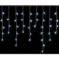 ETTROIT 120 LED-Lichtervorhang, 3M, weißes Licht, weißes Kabel, IP65, ausziehbar, Blitzeffekt, mit Aufhängedrähten in abwechselnden Längen von ETTROIT