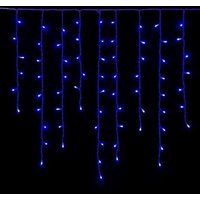 ETTROIT 200 LED-Lichtervorhang, 5 m, blaues Licht, weißes Kabel, IP65, ausziehbar, Blitzeffekt, mit Aufhängedrähten in abwechselnden Längen von ETTROIT