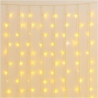 ETTROIT 216 LED-Lichtvorhang, 5 m, gelbes Licht, weißes Kabel, IP65, ausziehbar, Blitzeffekt, mit Drähten unterschiedlicher Länge (von 3 bis 12 cm) von ETTROIT