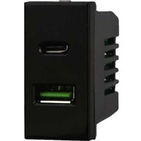 Ettroit - Lademodul mit zwei Anschlussbuchse usb Type-A + Type-C Bticino Axolute kompatibler 5Vdc 3.1A Schwarz farbe AN3002 Ettroit - Lademodul mit zwei Anschlussbuchse usb Type-A + Type-C Bticino Axolute kompatibler 5Vdc 3.1A Schwarz farbe AN3002 von ETTROIT